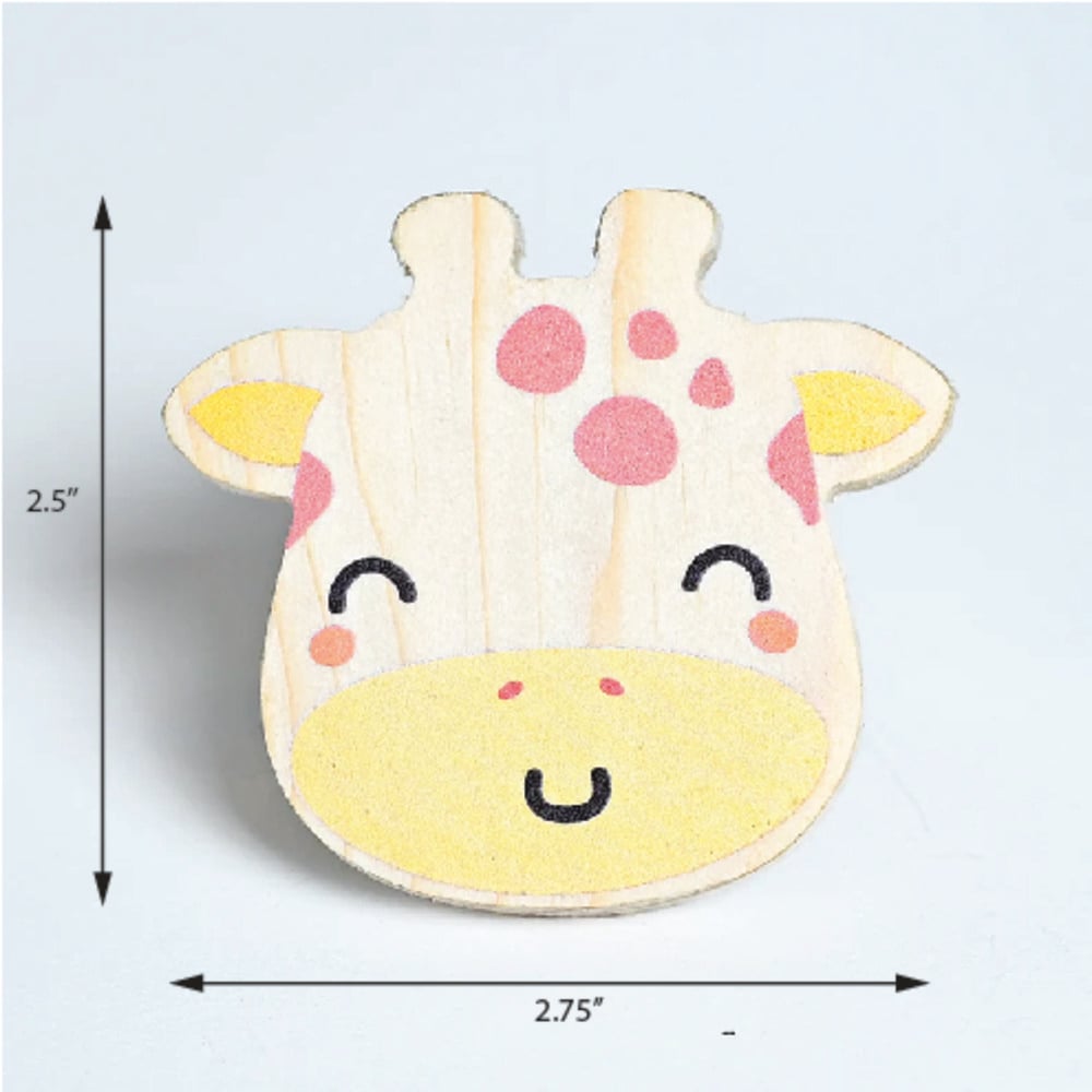 Handmade Pine Wood Giraffe Face Kids Furniture Knob